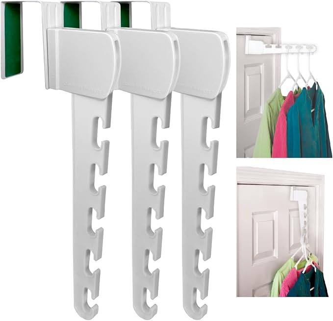 Wonder Hanger Over The Door 3-Pack Organizer for Clothes Hangers, Space-Saving Cascading Hanger Hooks, White-CasaMuseHome
