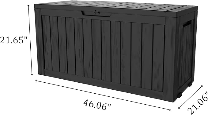 75 Gallon Double-Wall Resin Deck Box - Lockable Waterproof Outdoor Storage Box, 515lbs Capacity & Doubles as Seating for Patio Furniture - Garden Tools, Pool Accessories (Black)-CasaMuseHome