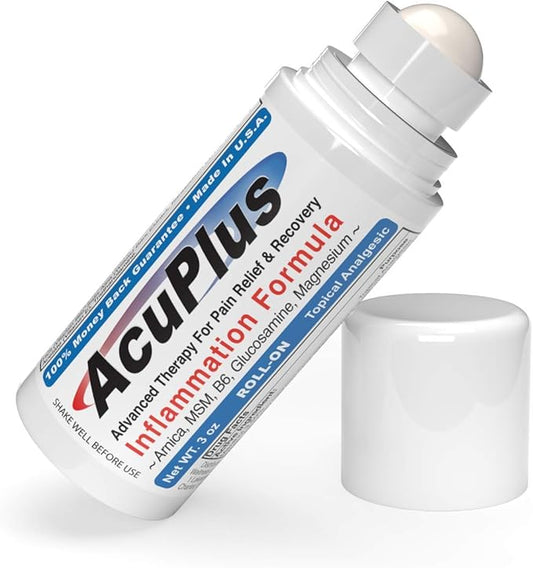 AcuPlus - Pain Relief Roll On - Topical Anti Inflammatory to Soothe Muscles & Joints - Arthritis Pain Reliever, Bursitis, Tendonitis Cream - TSA Compliant, Convenient Roll On - 3 fl. oz. (Pack of 1)-CasaMuseHome