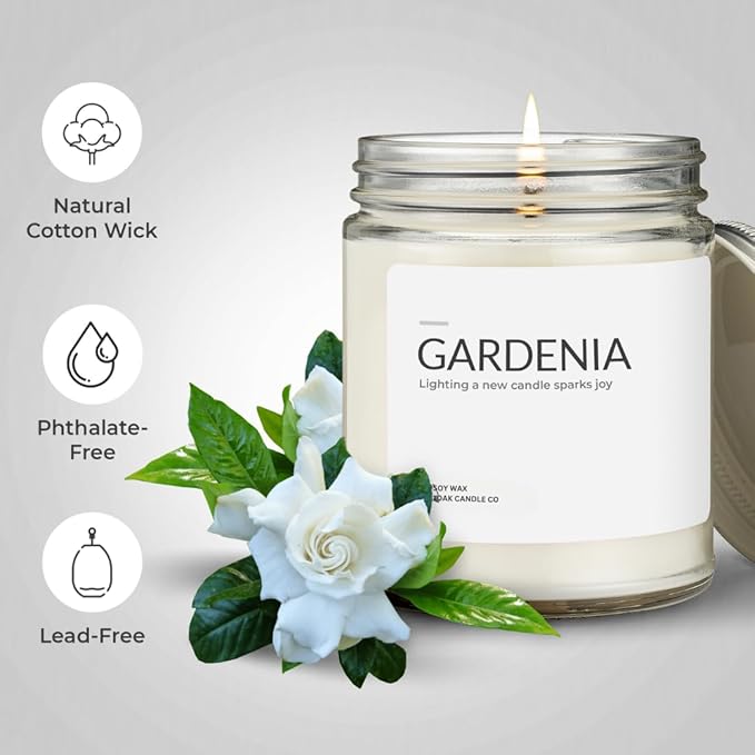 1OAK Soy Wax Scented Candles (Gardenia) - Long Burning Premium Hand-Poured (7oz.)-CasaMuseHome