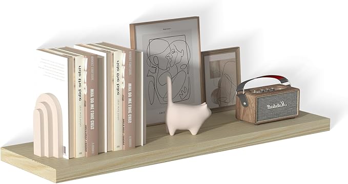 40 Inch Floating Shelf 1 Pack Large Floating Shelves for Wall No Drilling Accessories Included Deep Wall Shelves for Living Room Kitchen Farmhouse 40" W x 12" D x 1.2" Oak-CasaMuseHome