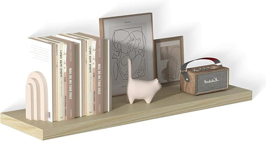 40 Inch Floating Shelf 1 Pack Large Floating Shelves for Wall No Drilling Accessories Included Deep Wall Shelves for Living Room Kitchen Farmhouse 40" W x 12" D x 1.2" Oak-CasaMuseHome