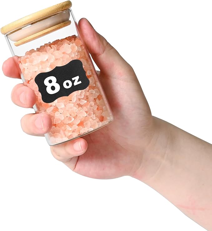 8oz Glass Food Storage Jars, Glass Jars with Bamboo Lids, Kitchen Storage Jars, Set of 12, Canisters with Airtight Lids for Spice, Coffee, Cookie, Pantry Organizers-CasaMuseHome