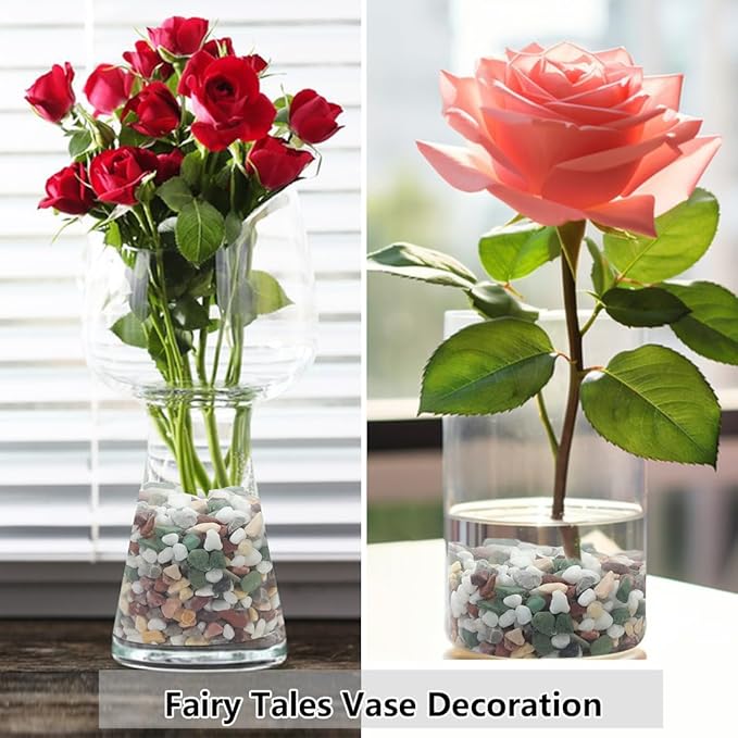 5LB Succulent and Cactus Gravel Pebbles, 1/5 Inch Natural Decorative Polished Stones, River Rocks for Vases Gardening Indoor and Outdoor Decorative Rocks, Colorful-CasaMuseHome