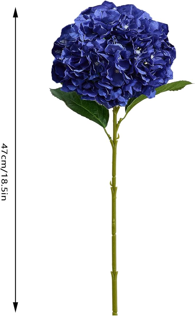 8Pcs Navy Blue Fake Flowers Silk Hydrangea Artificial Flowers Bouquets Faux Hydrangea Stems for Home Table Centerpieces Wedding Party Decoration-CasaMuseHome