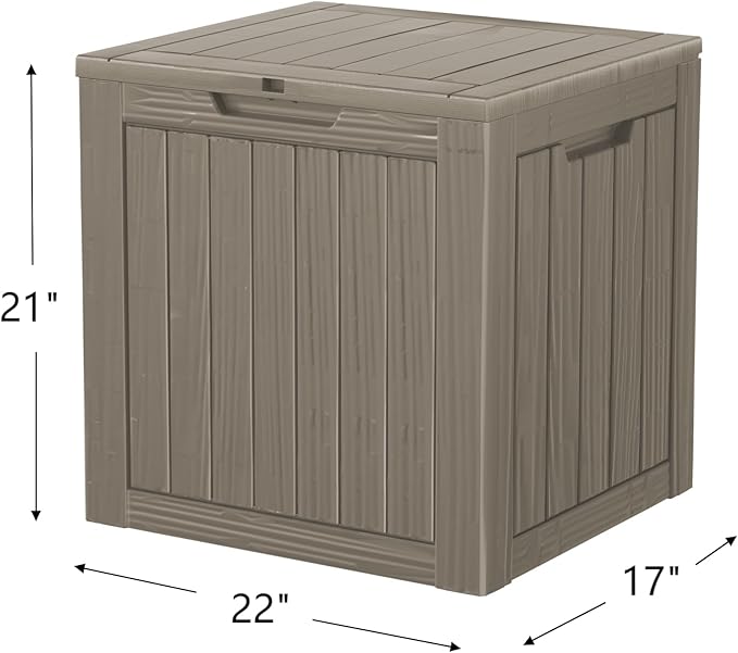 35 Gallon Lockable Resin Deck Box, Waterproof & UV-Resistant Outdoor Storage Box for Outdoor Cushion Storage, Garden Tools & Pool Accessories Storage, Gray-CasaMuseHome