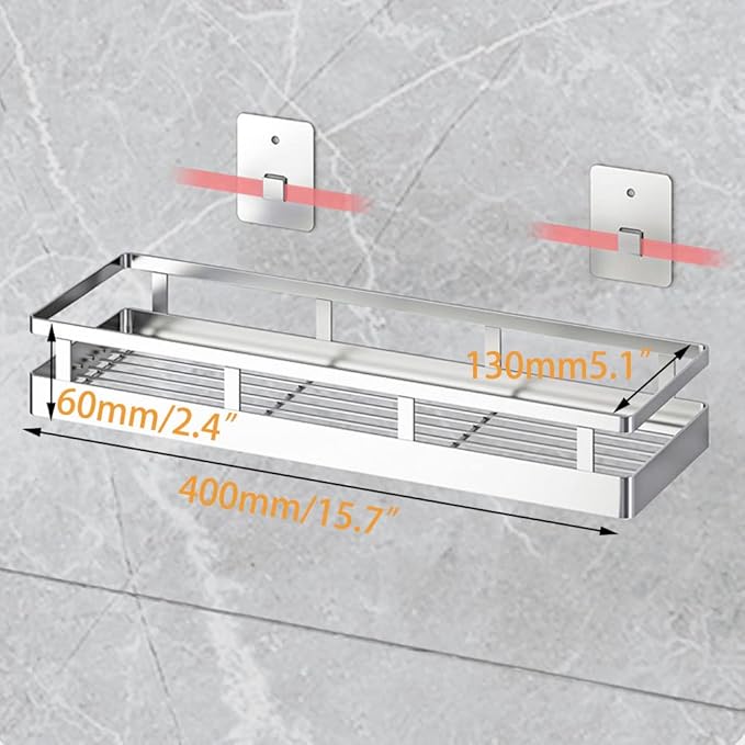 2PCS Kitchen Spice Rack, SUS304 Stainless steel Wall Mount Storage Rack, Seasoning Container, 15.7Inch Spice Organizer, Kitchen Seasoning Hanging Rack, Bathroom Shelf for Storing Toiletries-CasaMuseHome