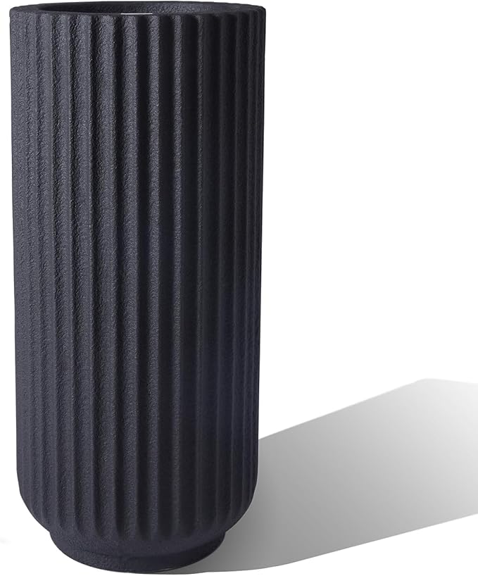 31.5 Inch Tall Roman Column Concrete Planter（14.2Dx31.5H，36 Pounds）,Durable All-Weather Use with Drainage Holes,Large Tall Round Planter for Outdoor Indoor Plants-CasaMuseHome