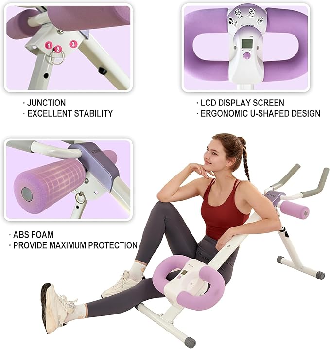 Ab Workout Equipment Abdominal Trainer, Adjustable Ab Machine at Home Gym, Foldable Abdominal Exercise Machine, Core & Ab Trainer Machine for Stomach Workout with LCD Monitor-CasaMuseHome