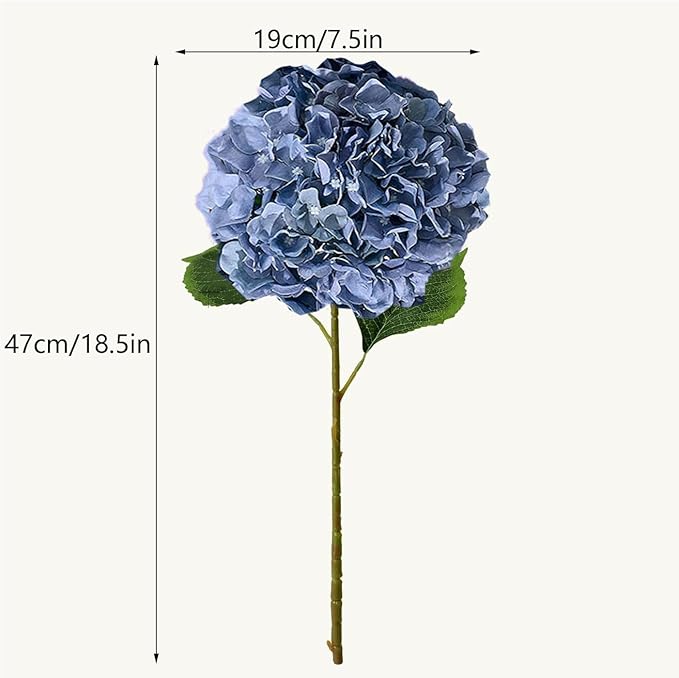 8Pcs Dusty Blue Fake Flowers Silk Hydrangea Artificial Flowers Bouquets Faux Hydrangea Stems for Home Table Centerpieces Wedding Party Decoration-CasaMuseHome