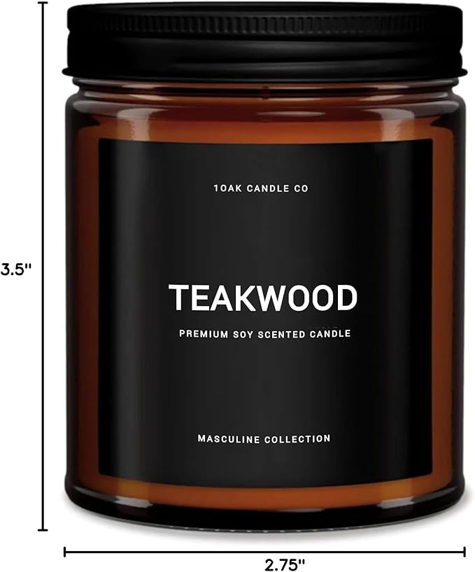 1OAK Scented Candles for Men - Teakwood & Masculine - Soy Wax, Long Burning Premium-CasaMuseHome