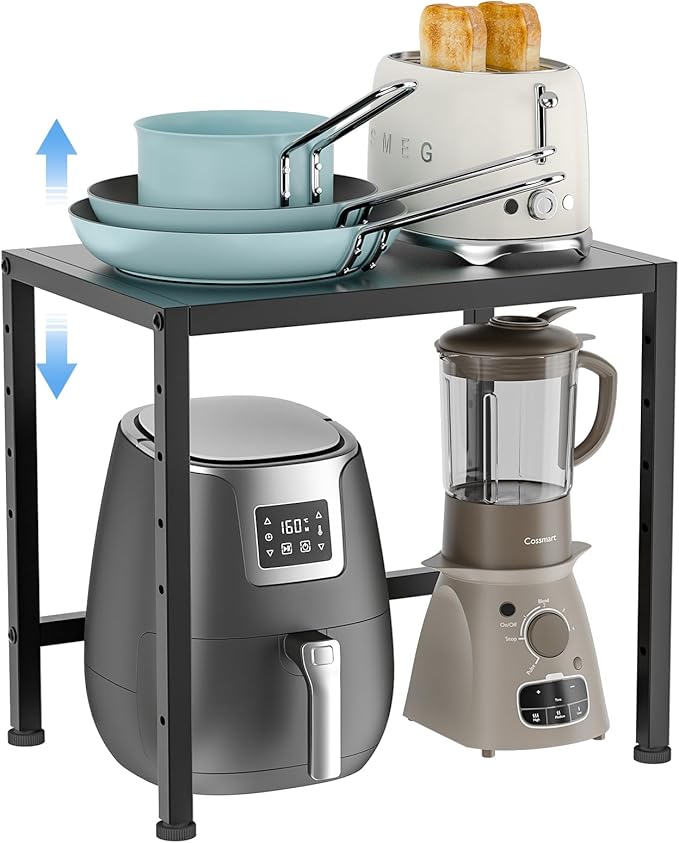 17.3 Inches Metal Storage Shelves,150LBS Heavy Duty Shelving Units and Storage For Small Appliance,Adjustable Utility Storage and Organization Shelf Rack For Kitchen Cabinet Closet Under Sink Pantry-CasaMuseHome