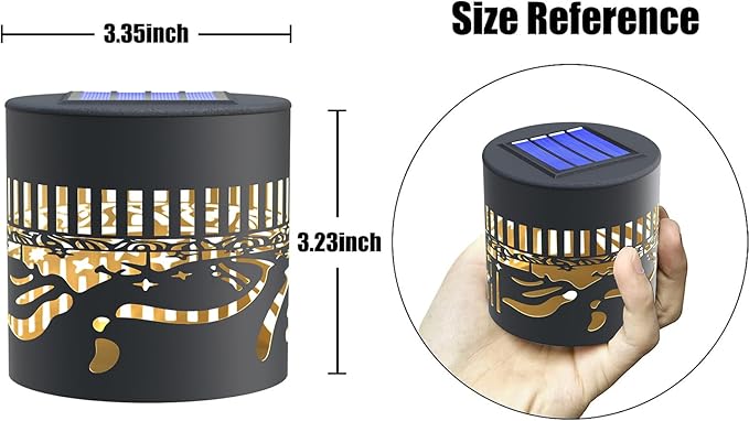 4 Pack Solar Fence Lights Metal Solar Powered Outdoor Wall Deck Step Lights Sun Moon Theme Waterproof Fence Light for Garden Post Patio Backyard Yard Decor, Gardening Gifts for Women Mom Grandma-CasaMuseHome