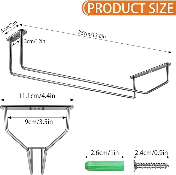 5 Pack Wine Glass Rack Stainless Steel Wine Glass Holder, 14inch Hanging Stemware Rack for Bar Kitchen Cabinet-CasaMuseHome