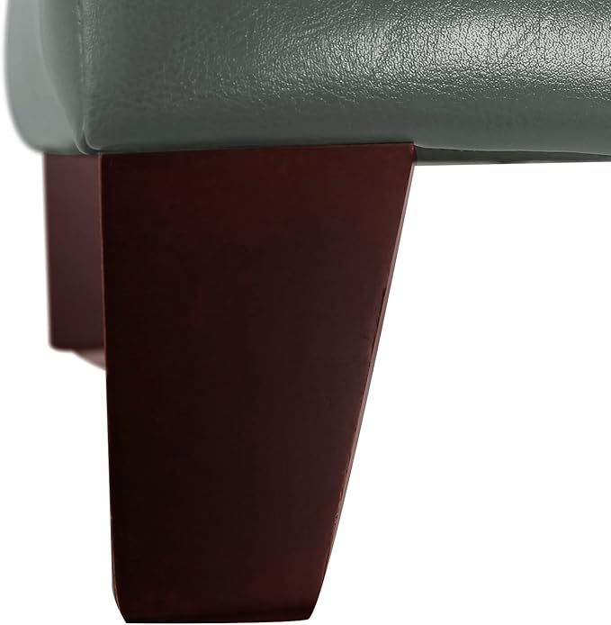 Adeco Bonded Leather Square Tufted Cubic Cube Footstool, 18" Height Storage Ottomans, with Lid, Cement Grey-CasaMuseHome