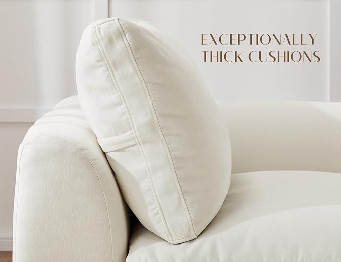 110" Cloud Sectional Couches for Living Room, Convertible L-Shape Couch with Ottoman, 3 Seater Modular Sectional Sofa, Warm White-CasaMuseHome