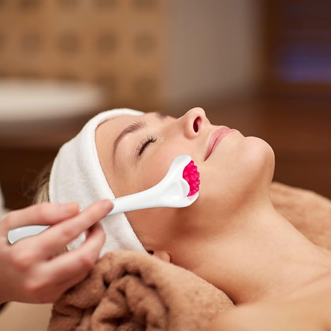 2 Pcs Muscle Roller Stick Fascia Body Cellulite Face Muscle Massage Roller Manual Massage Tools for Muscles Relief Neck Arm Back Leg Body Roller Deep Trigger Points Release Roller (White, Rosy)-CasaMuseHome