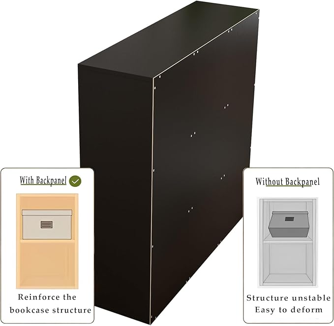 9-Cube Storage Shelf Bookcase - Wooden 3-Tier Free Standing Open Bookshelf for Home and Office, Organizer Cabinet in Black-CasaMuseHome