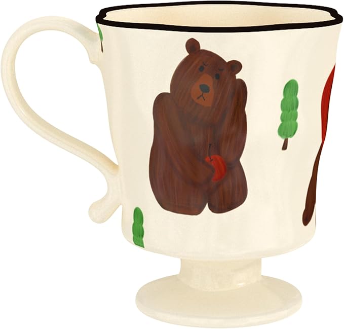 360ml -12.17oz Painted Cute Bear Ceramic Mug - Cute Coffee Cup for Espresso,Cappuccino, Turkish Tea - Gift for Women, Dishwasher Safe-CasaMuseHome