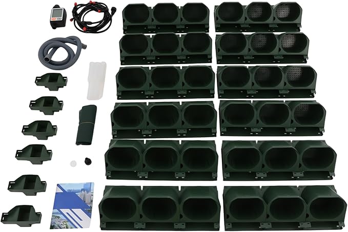 36 Pockets Hanging Planter Bags, Vertical Wall Mounted Plant Planting Grow Bags, Stackable Wall Planter with Timer, Self Watering Hanging Planters for Outdoor Indoor Garden-Green-CasaMuseHome