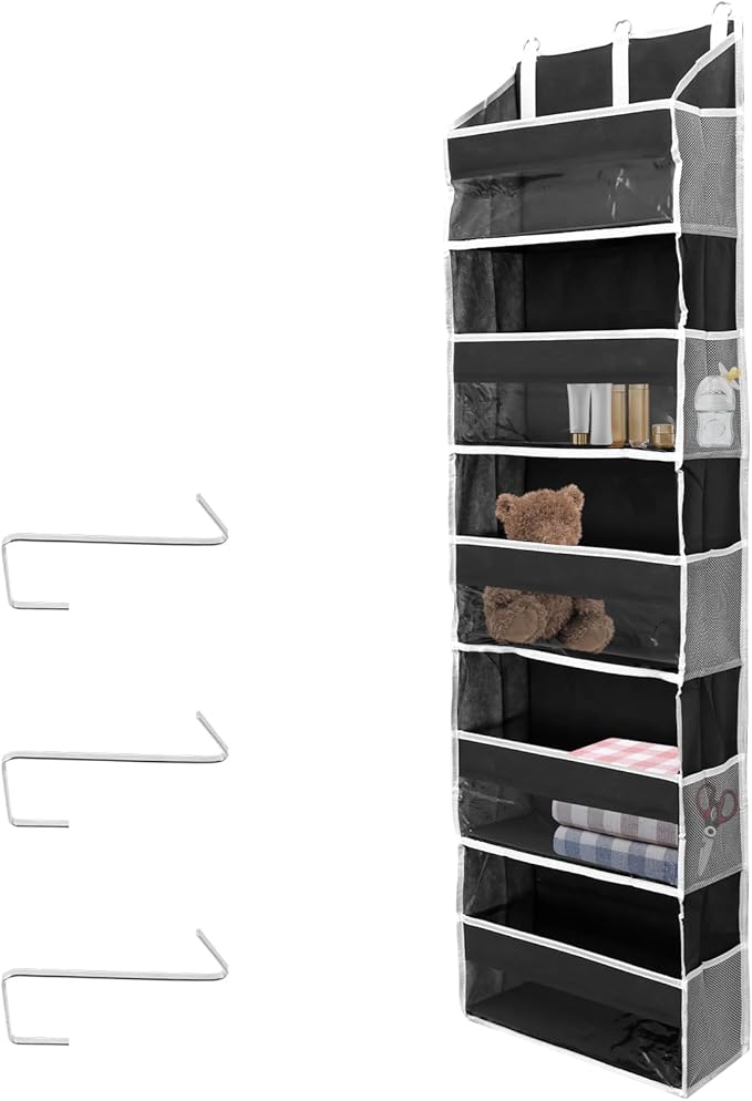 Over the Door Organizer with 5 Large Pockets and 10 Side Mesh Pockets Visible Closet Hanging Organizer Large Capacity Behind Door Storage Organizer for Home Office Bathroom Bedroom-CasaMuseHome