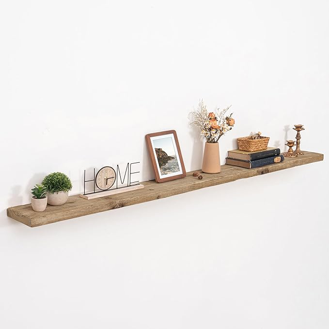 72 inch Floating Shelves for Wall, 8" Deep Rustic Reclaimed Barnwood Shelves, Floating Shelf Wall Hanging Shelves with Invisible Heavy-Duty Metal Bracket | Wall Mounted | Farmhouse Style, 1PC,Natural-CasaMuseHome