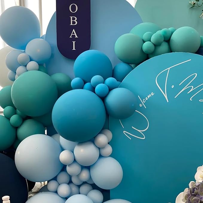 130pcs Peacock Blue Balloons Different Sizes 18" 12" 10" 5" Teal Blue Latex Balloon Garland Arch Kit for Birthday Baby Shower Graduation Wedding Gender Reveal Anniversary Party Decorations-CasaMuseHome