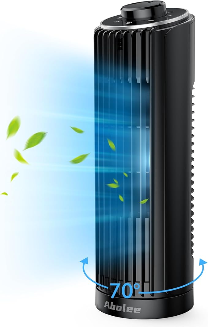 Abolee Tower Fan, 23ft/s Desk Fan, 70° Oscillating Table Fan for Bedroom, Standing Table Fan with 3 Modes, 2024 New 13 Inch Bladeless fan for Bedroom, Home,Office-CasaMuseHome