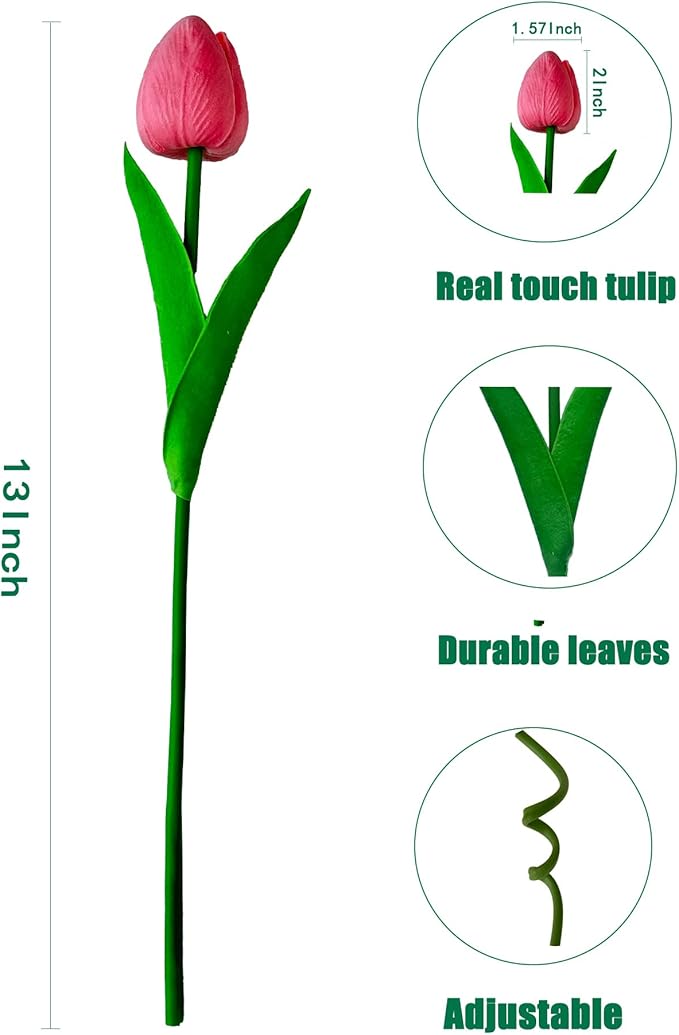 15 Pcs Artificial Tulip PU Fake Flower Realistic Touch Spring Summer Fake Flowers for Home Decor Outdoor Garden Parties and Wedding-CasaMuseHome