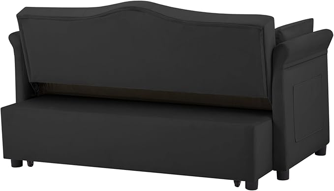 58" Velvet Sofa Bed, 3-in-1 Convertible Pull-Out Sleeper Sofa & Couch with Storage Bag and Adjustable Backrest,Perfect for Small Spaces, Living Room, or Office-CasaMuseHome