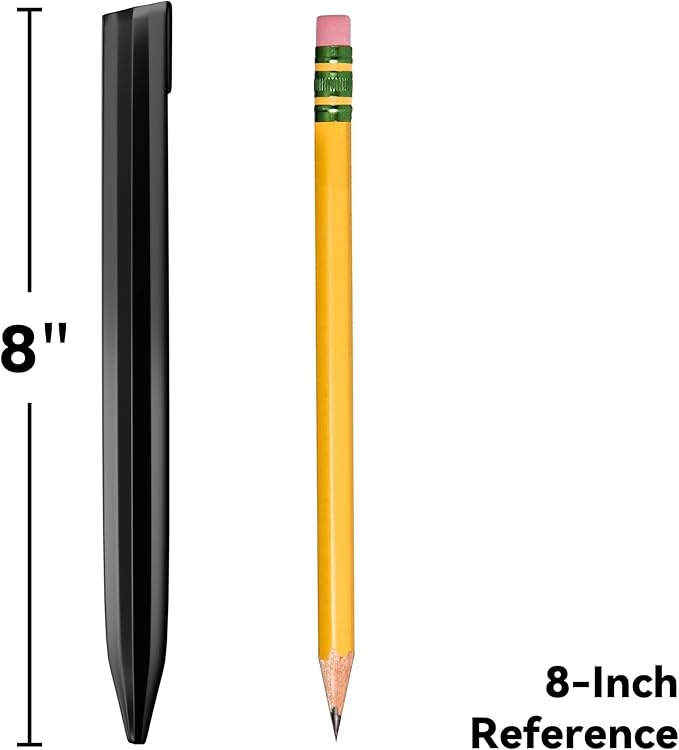 8Inch Metal Landscape Edging Stakes, 13Pcs Galvanized Steel Garden Stakes Top Curved Corrugated Landscaping Anchoring Spikes for Yard, Black-CasaMuseHome