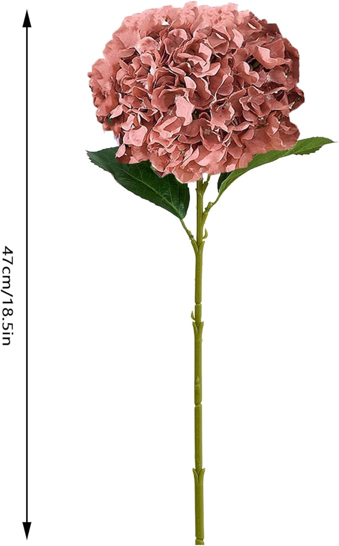 8Pcs Dusty Rose Fake Flowers Silk Hydrangea Artificial Flowers Bouquets Faux Hydrangea Stems for Home Table Centerpieces Wedding Party Decoration-CasaMuseHome