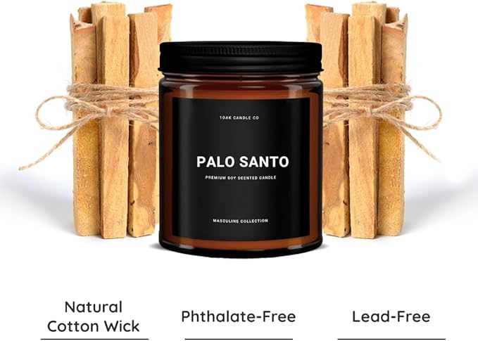 1OAK Scented Candles for Men - Palo Santo Candle - Mens Candles for Home - Masculine Candle - Long Burning Premium - Soy Wax (7oz.)-CasaMuseHome