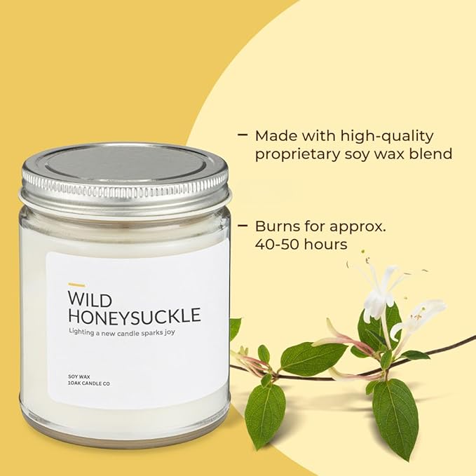1OAK Soy Wax Scented Candles (Wild Honeysuckle) - Long Burning Premium Hand-Poured (7oz.)-CasaMuseHome