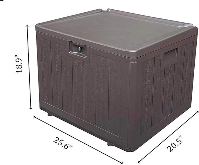 33 Gallon Small Storage Box with Lid,Waterproof Indoor Outdoor Storage Container for Package Delivery,Patio Cushions, Gardening Tools, Pool Accessories, Lockable Resin Deck Box with handle-CasaMuseHome