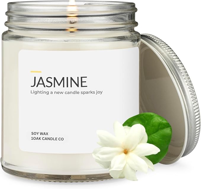 1OAK Jasmine Candle - Soy Wax Scented Candles (Jasmine) - Soy Candles for Home Scented - Long Burning Premium - Hand-Poured (7oz.)-CasaMuseHome