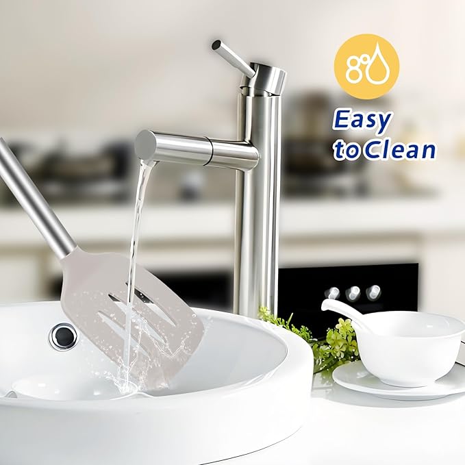 5-Piece Silicone Kitchen Tool Set, BPA-Free, Heat-Resistant, Non-Stick & Dishwasher-Safe, with Slotted/Solid Spoons & Spatulas for Frying, Mixing, Draining – Includes Multi-Purpose Serving Hook(Khaki)-CasaMuseHome