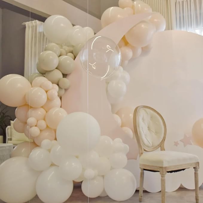 130pcs Ivory White Balloons Different Sizes 18" 12" 10" 5" Party Latex Balloons for Birthday Baby Shower Graduation Wedding Gender Reveal Anniversary Party Decorations-CasaMuseHome