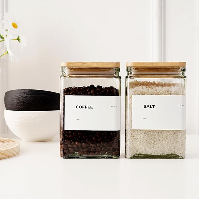 27 oz Glass Storage Jars with Bamboo Lid, set of 6, glass canisters with airtight lids, Clear jars with lids for Cookie, Candy, Tea, Coffee Bean and Rice (White)-CasaMuseHome