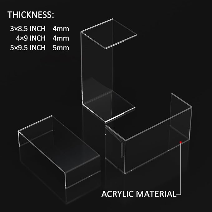 8.5x9x9.5 Inch Acrylic Risers Display Stands 3pcs, Rectangular Display Risers 3 Steps, Clear Acrylic Stand for Brand Store, Retails-CasaMuseHome