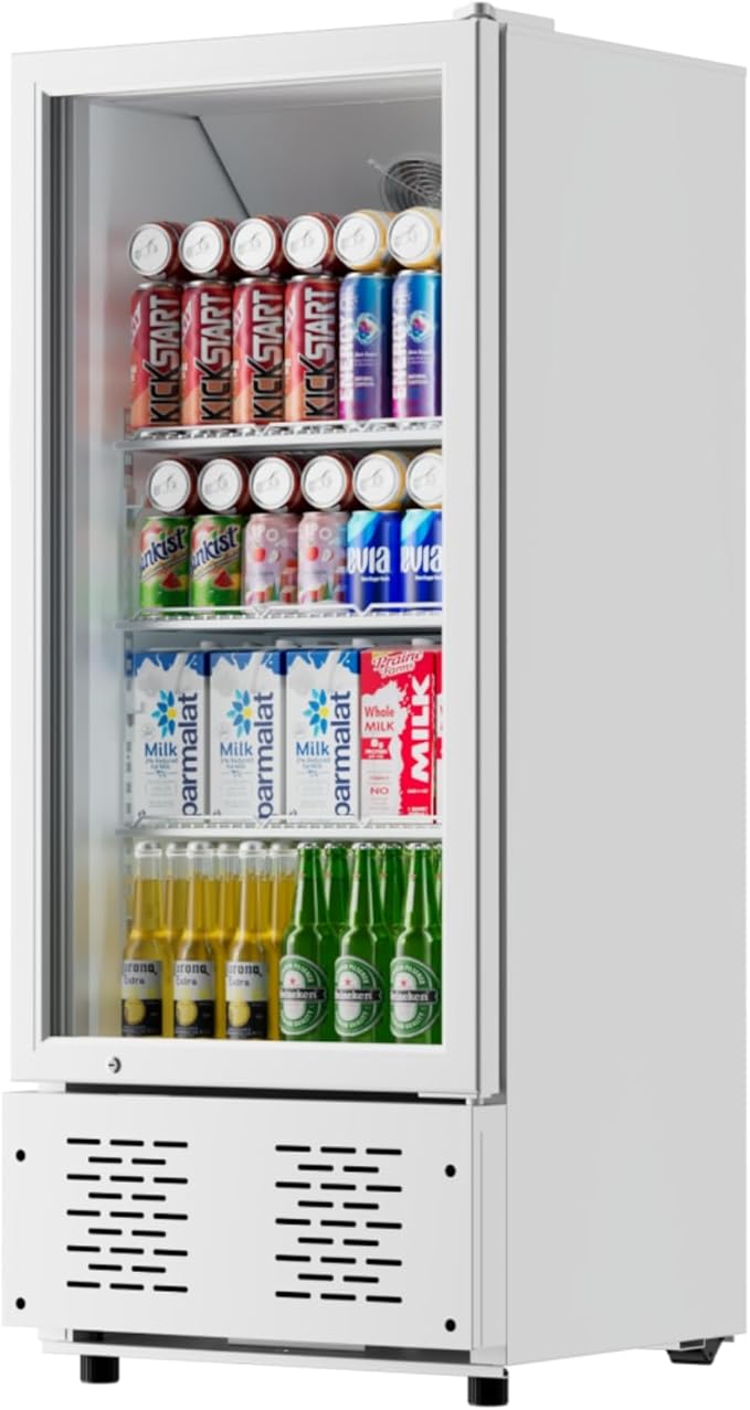 6.5 CUFT Commercial Beverage Refrigerator Glass Door Display Cooler Drink Beer Milk Fridge for Bar Restaurant Office-CasaMuseHome