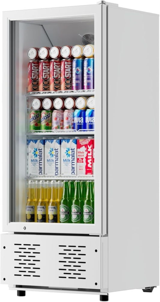 6.5 CUFT Commercial Beverage Refrigerator Glass Door Display Cooler Drink Beer Milk Fridge for Bar Restaurant Office-CasaMuseHome