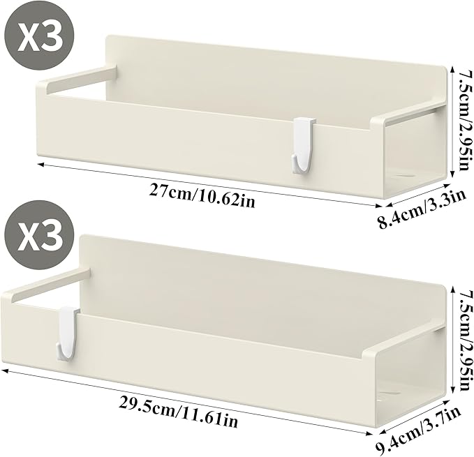 6 Pack Magnetic Spice Rack Organizer for Refrigerator and Oven, Cream White Fridge Organizers and Storage for Kitchen-CasaMuseHome