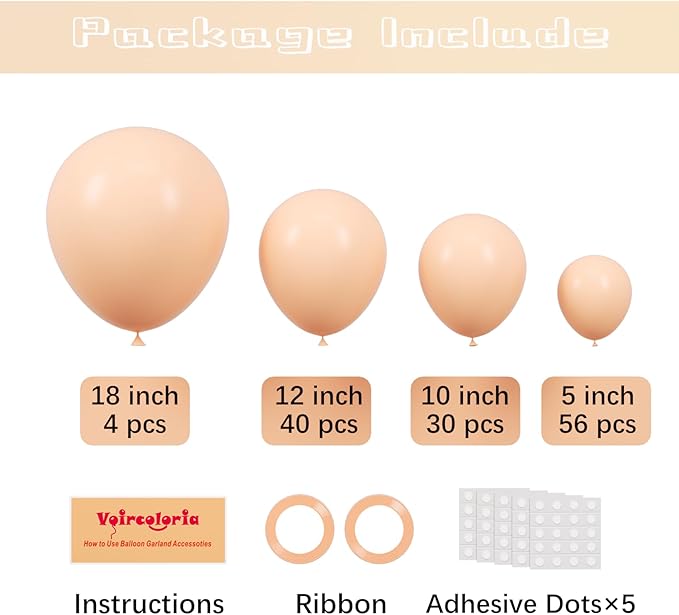 130pcs Pastel Orange Balloons Different Sizes 18" 12" 10" 5" Peach Latex Balloon Garland Arch Kit for Birthday Baby Shower Graduation Wedding Gender Reveal Party Decorations-CasaMuseHome