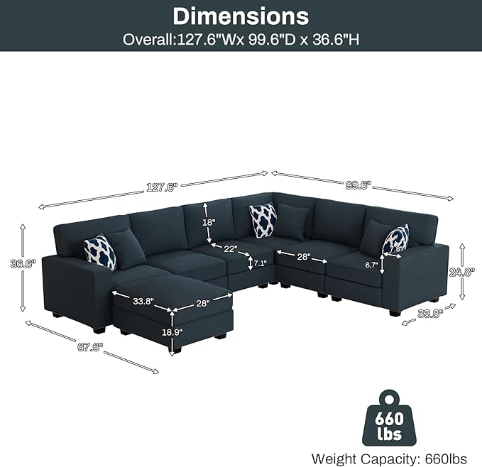 L Lengend Vansen Modular Sectional Sofa U Shaped Couch with Ottoman Modern Reversible Corner Sectional Couch for Living Room (Charcoal, U Shaped Sofa-2)-CasaMuseHome