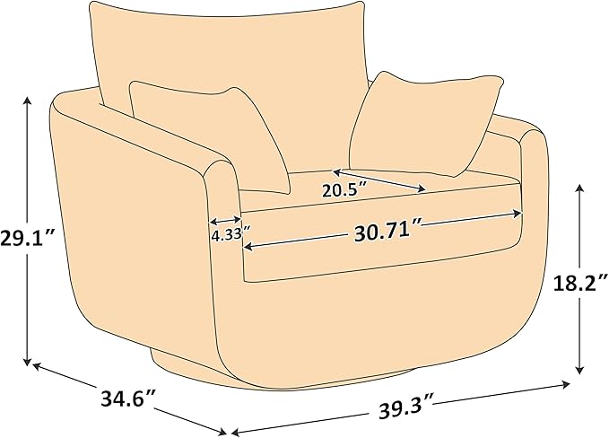 360° Swivel Accent Armchair Set of 2, 39.3" Oversized, Sherpa Boucle Fabric Sofa Chair with Removable Back & Arm Pillows, Swivel Chairs with Cozy Soft Padded, No Assembly Required, Camel-CasaMuseHome