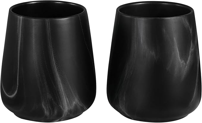 2Pcs Toothbrush Holder for Bathroom - Marble Black Ceramic Tooth Brushing Holders Set, Toothbrush Cup & Toothpaste Organizer for Bathroom Countertop, Makeup Brush Holder, Pen Holder for Home Storage-CasaMuseHome