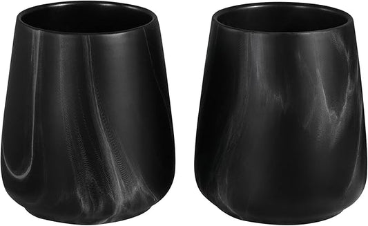 2Pcs Toothbrush Holder for Bathroom - Marble Black Ceramic Tooth Brushing Holders Set, Toothbrush Cup & Toothpaste Organizer for Bathroom Countertop, Makeup Brush Holder, Pen Holder for Home Storage-CasaMuseHome