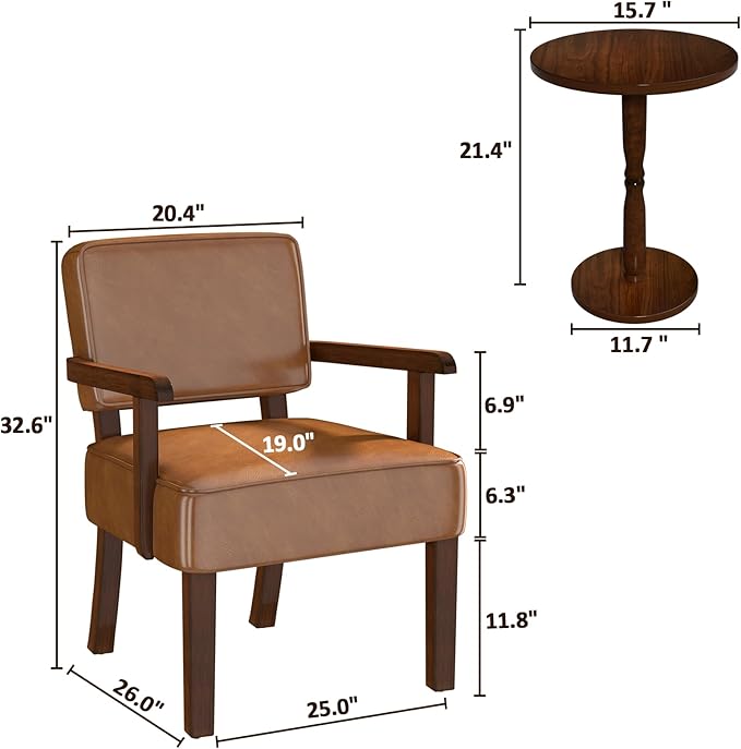 Accent Chair, PU Leather Living Room Chairs Oversize with Soft Seat and Armrests for Living Room Dinning Room Bedroom Reading Room Waiting Room-CasaMuseHome