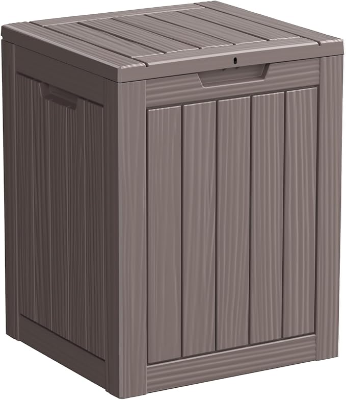 28 Gallon Resin Deck Box, Lockable Outdoor Storage Box for Patio Cushions Storage Furniture,Garden Tools, Pool Supplies, Weatherproof and UV Resistant (Grey)-CasaMuseHome